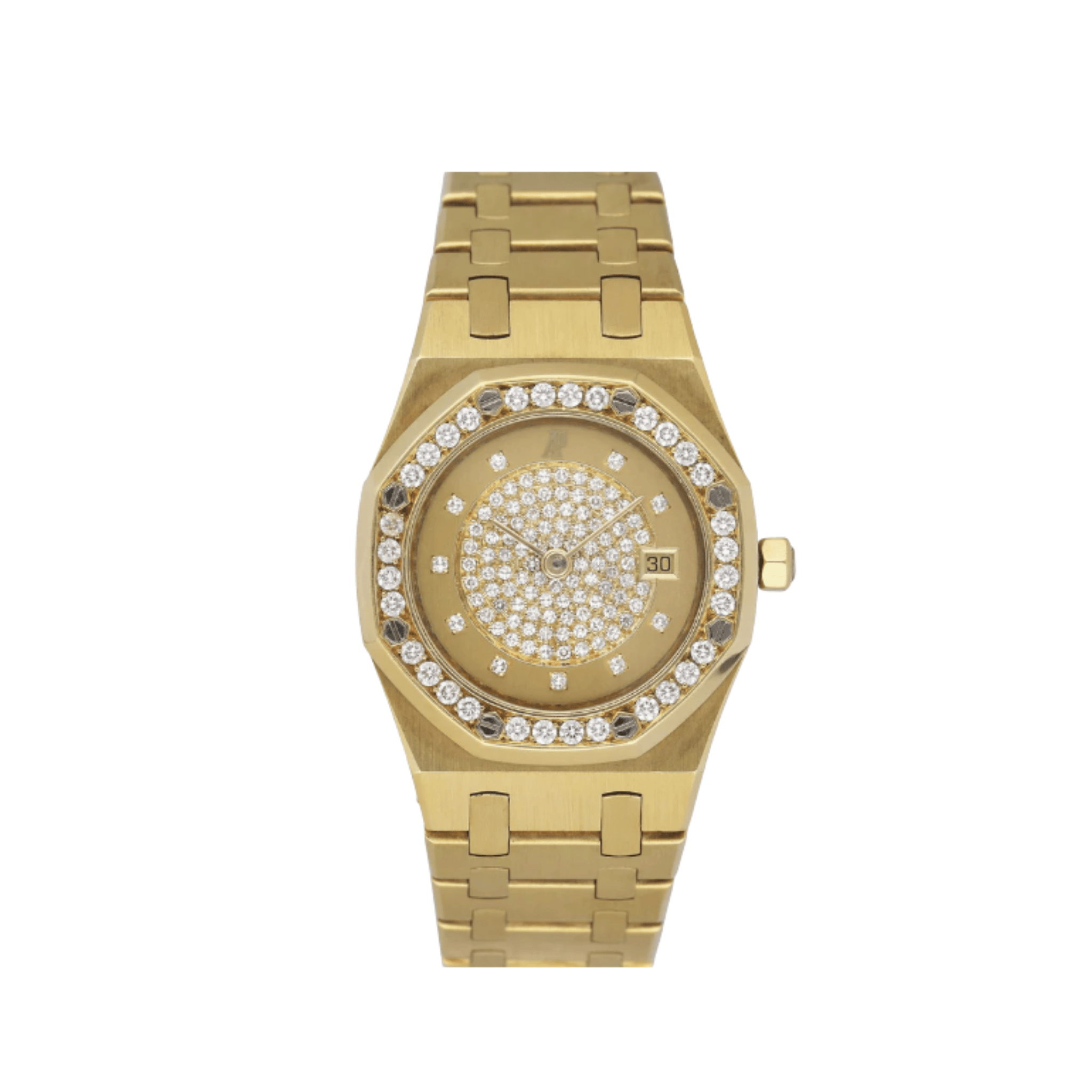 Audemars Piguet Royal Oak Vintage 14587.708 'Ladies' Yellow Gold Champagne Diamond Dial Diamond Bezel
