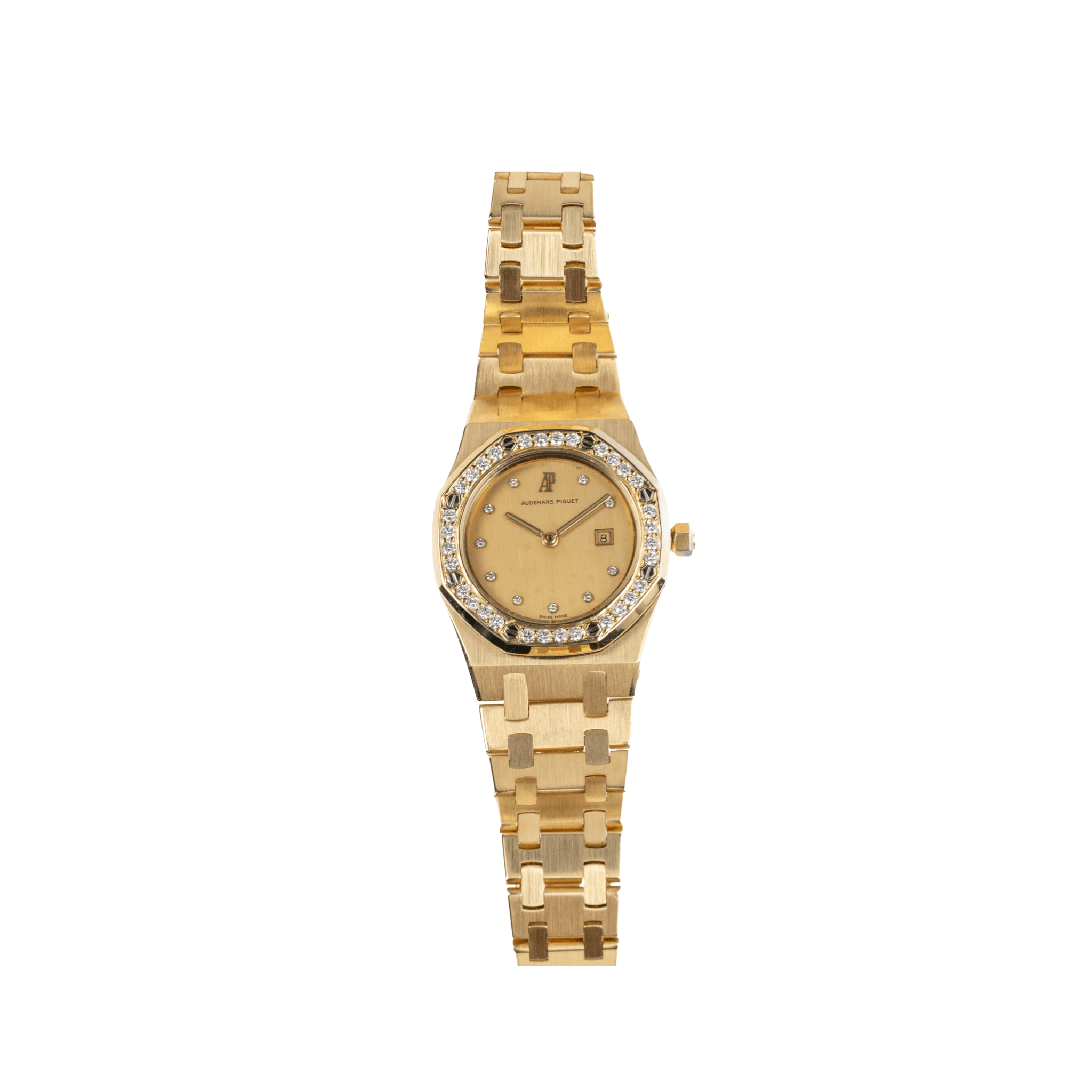 Audemars Piguet Royal Oak Vintage 6048BA 'Ladies' Yellow Gold Champagne Diamond Dial Diamond Bezel Quartz