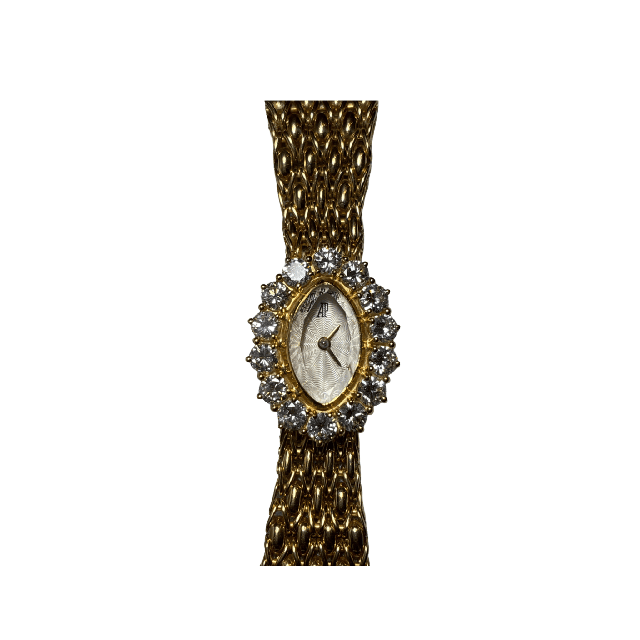 Audemars Piguet Vintage Oval 66429BA.ZZ.0780BA.02 'Ladies' Cocktail Watch Yellow Gold White Dial Diamond Bezel Quartz