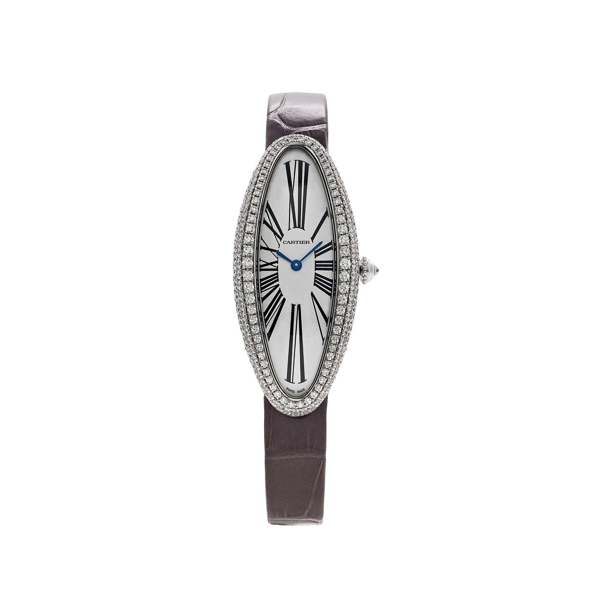 Cartier Baignoire Allongée WJBA0007 White Gold Silver Dial Diamond Bezel (2026)