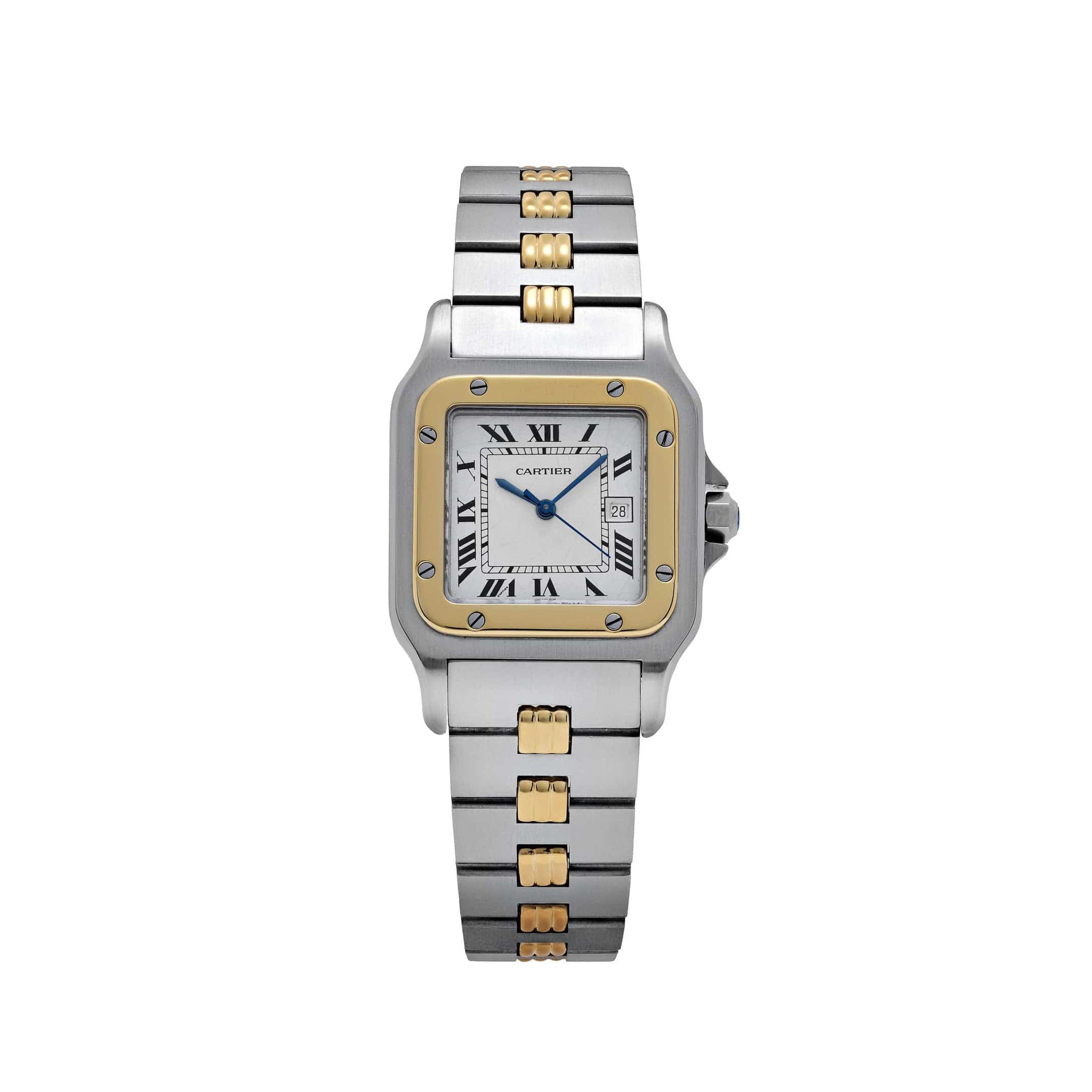 Cartier Santos Carrée 2961 Yellow Gold Stainless Steel White Dial
