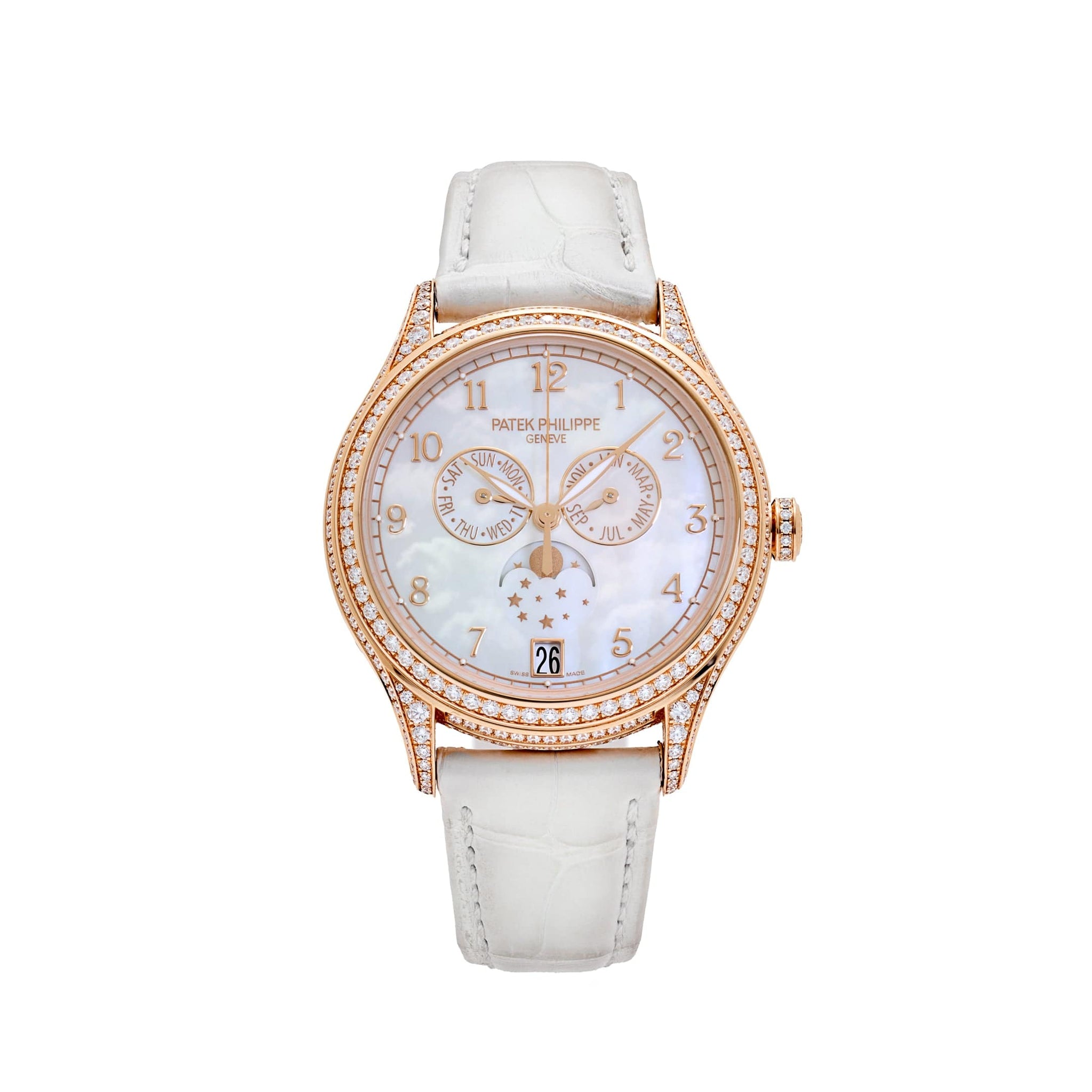 Patek Philippe Complications 4948R-001 'Ladies' Annual Calendar Moon Phases Rose Gold Mother of Pearl Dial Diamond Bezel (2025)