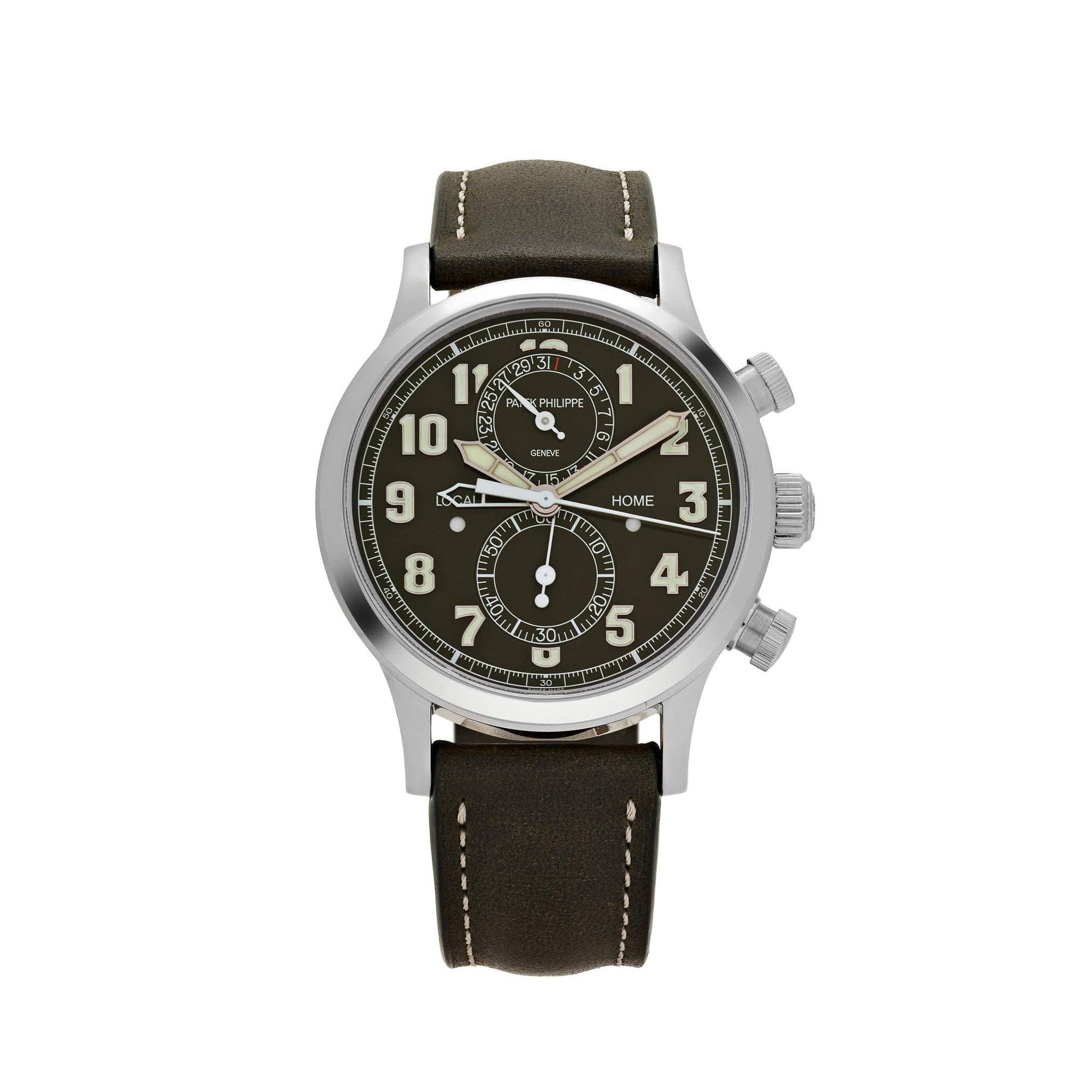 Patek Philippe Complications 5924G-010 Calatrava 'Pilot' Travel Time Chronograph White Gold Green Dial (2025)