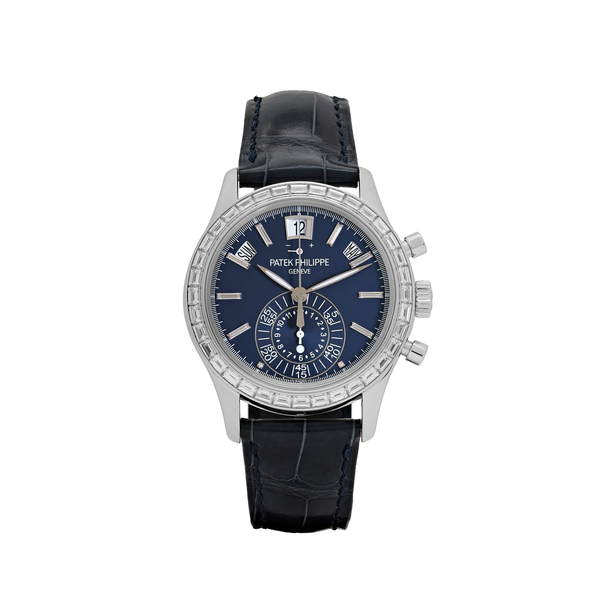 Patek Philippe Complications 5961P-001 Annual Calendar Platinum Blue Diamond Baguette Dial Diamond Baguette Bezel (2023)