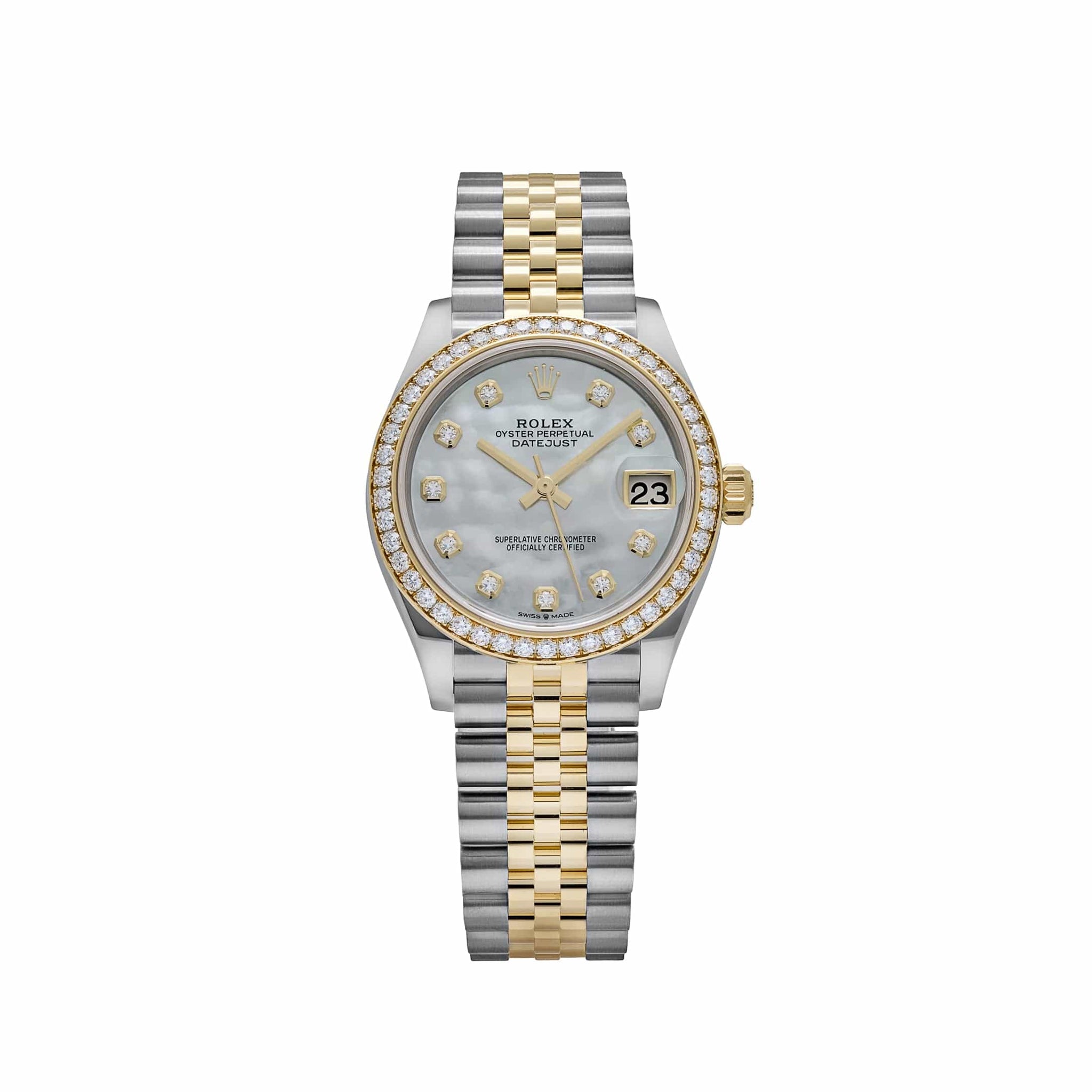 Rolex Datejust 31 278383RBR 'Ladies' Stainless Steel Yellow Gold Mother of Pearl Diamond Dial Diamond Bezel Jubilee (2026)