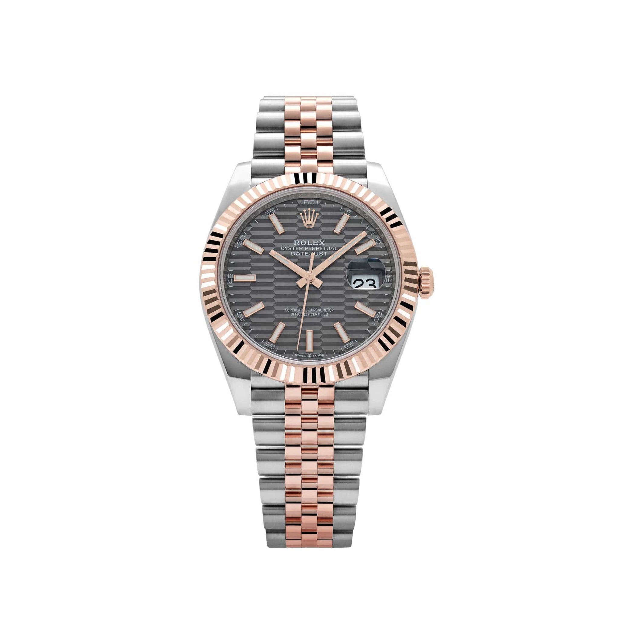 Rolex Datejust 41 126331 Rose Gold Stainless Steel Grey Motif Dial Jubilee