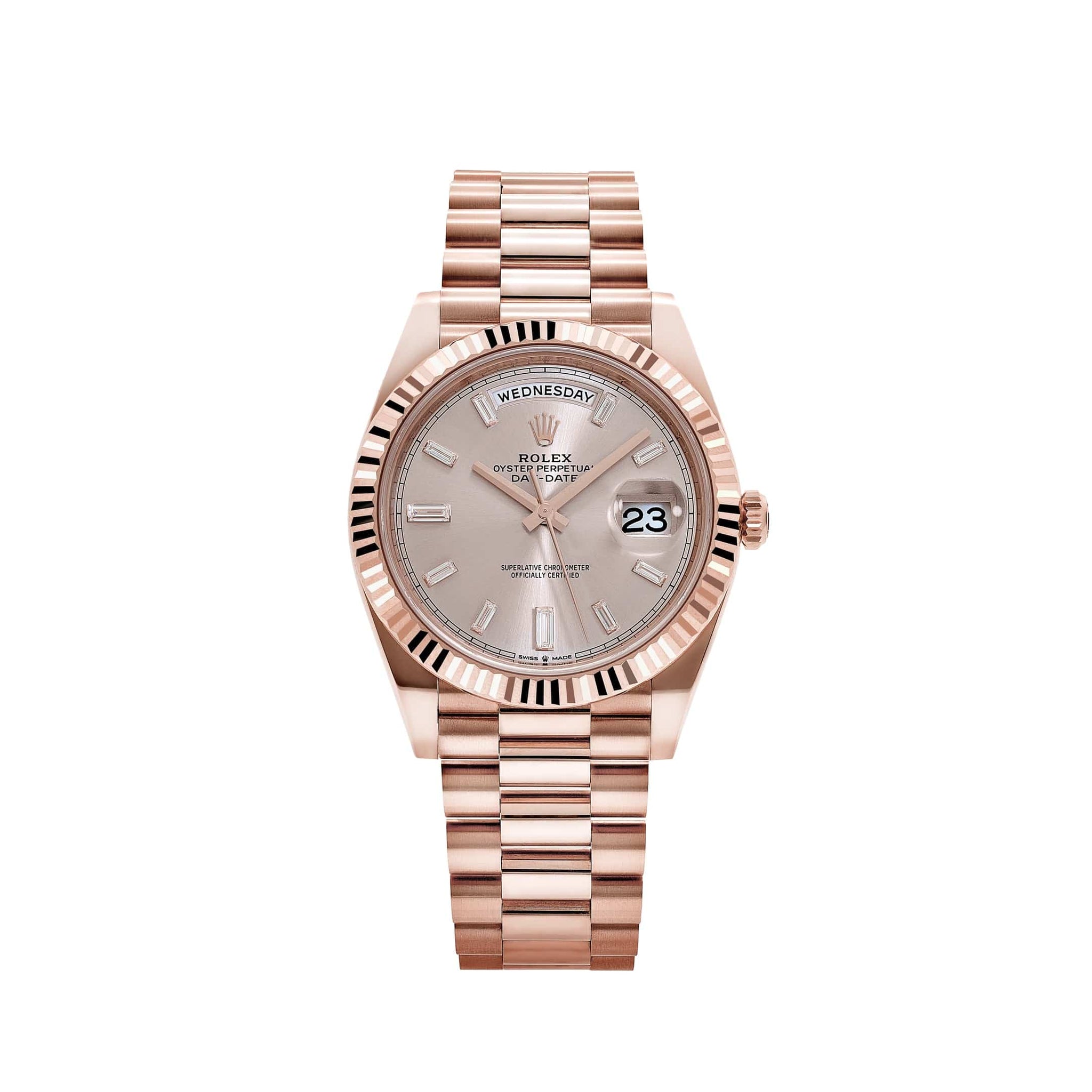 Rolex Day-Date 40 228235 Rose Gold Sundust Diamond Baguette Dial (2024)