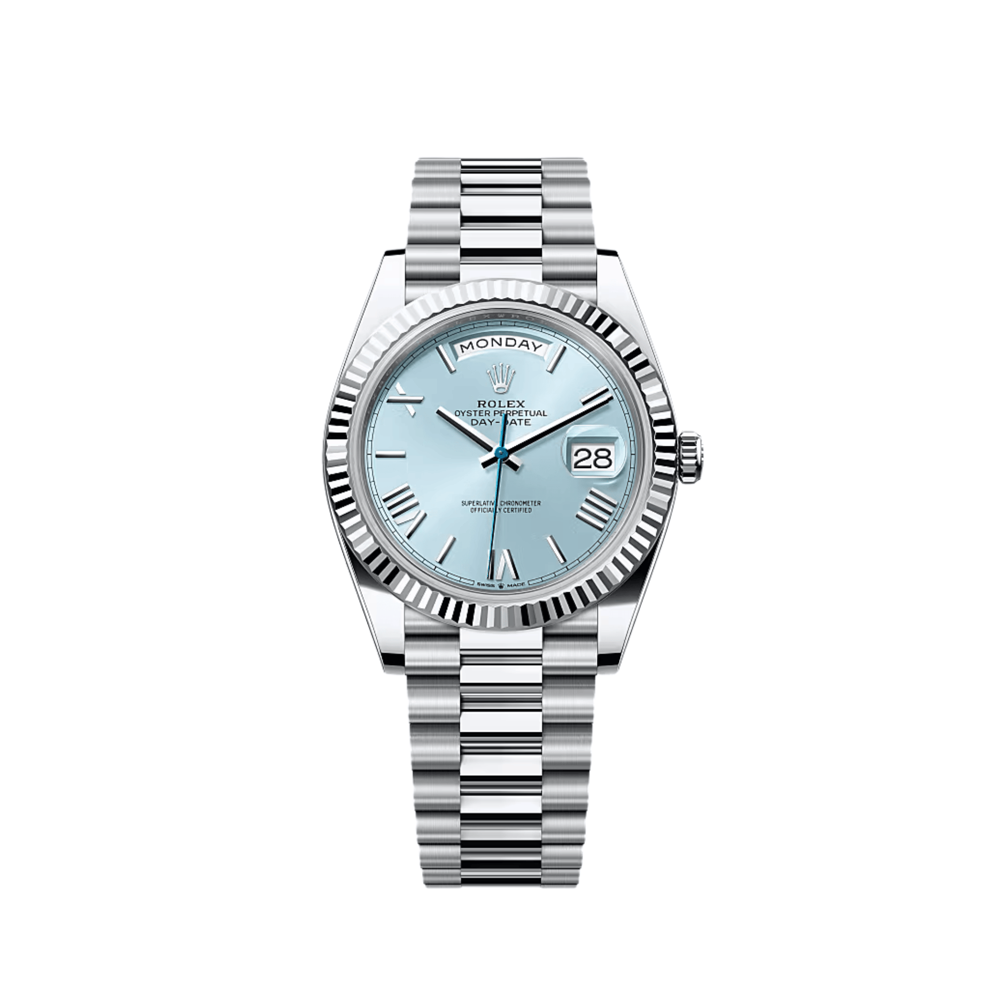 Rolex Day-Date 40 228236 Platinum Ice Blue Roman Numerals Dial (2025)